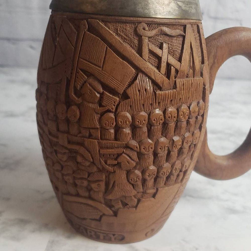 Vintage Wooden Boston Tea Party Mug